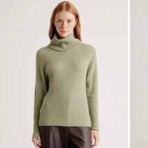 Quince Olive Green Turtleneck Sweater